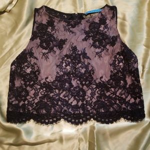 Alice & Olivia Black Lace Crop Top US Size S/P